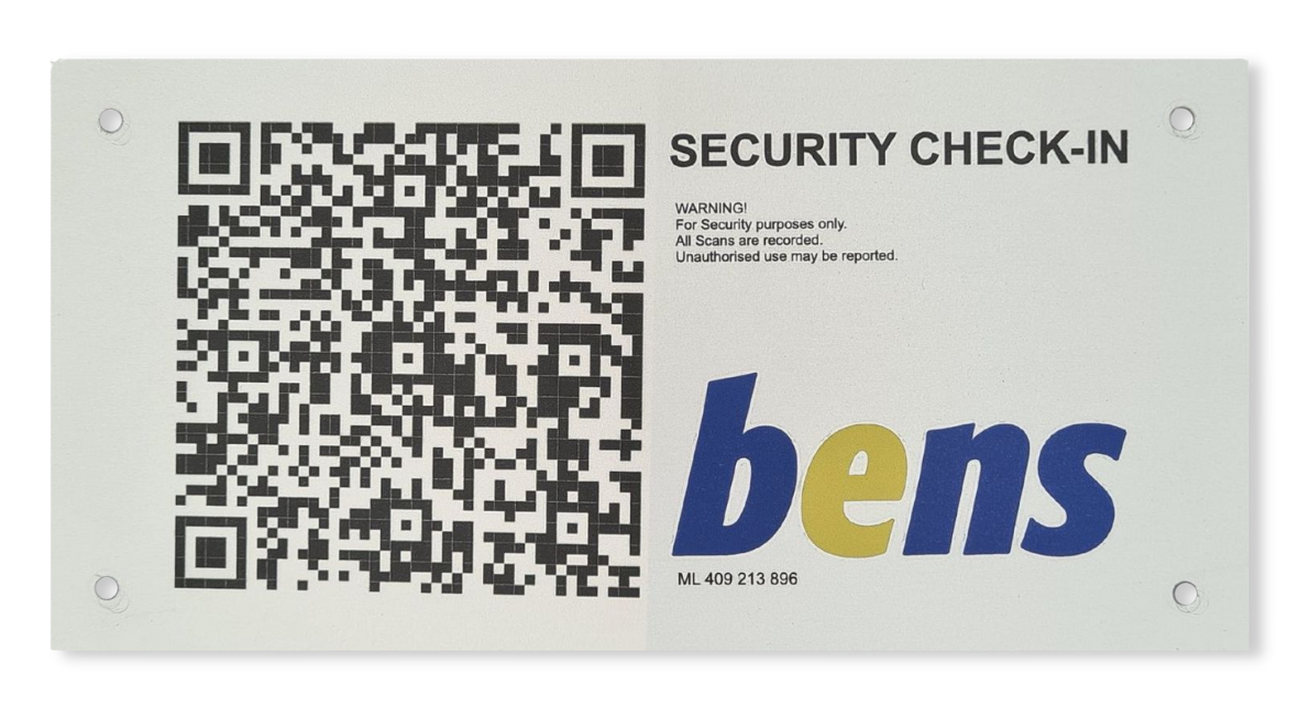 BENS Security Check-in plate